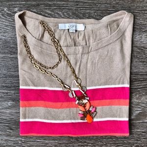 ANN TAYLOR LOFT Striped Short Sleeve Sweater Top